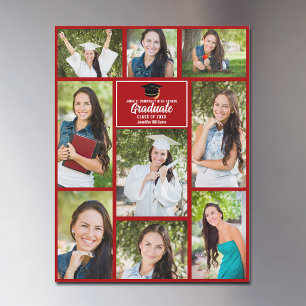 Red Graduate Photo Collage 2023 Graduation Magnet