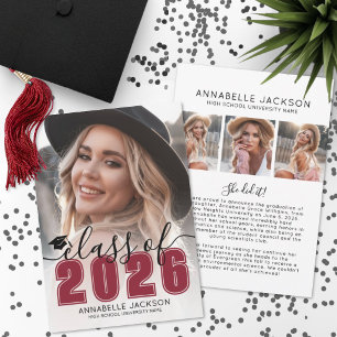 Red Graduate Photo Graduation Announcement
