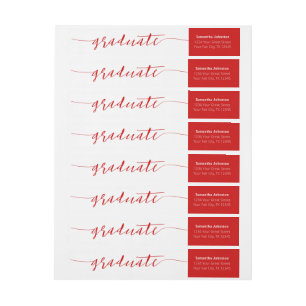 Red Graduate Script Modern Wrap Around Label