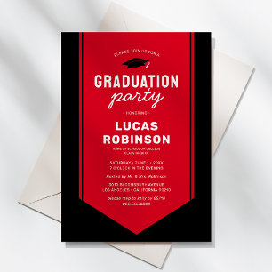 Red Graduate Stole Sash Graduation Party Invitation