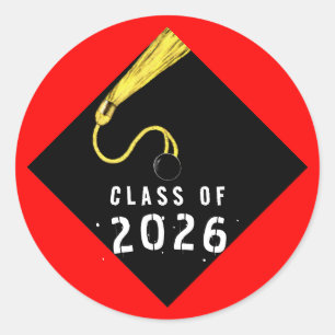 Red Graduation 2026 Classic Round Sticker