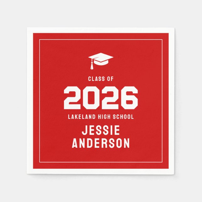 Red Graduation 2026 Napkin (Front)