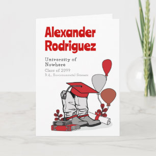 Red Graduation Cap Cowboy Boot Arrangement Invitation