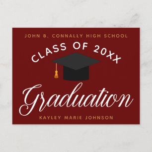 Red Graduation Ceremony Custom 2021 Invitation Postcard