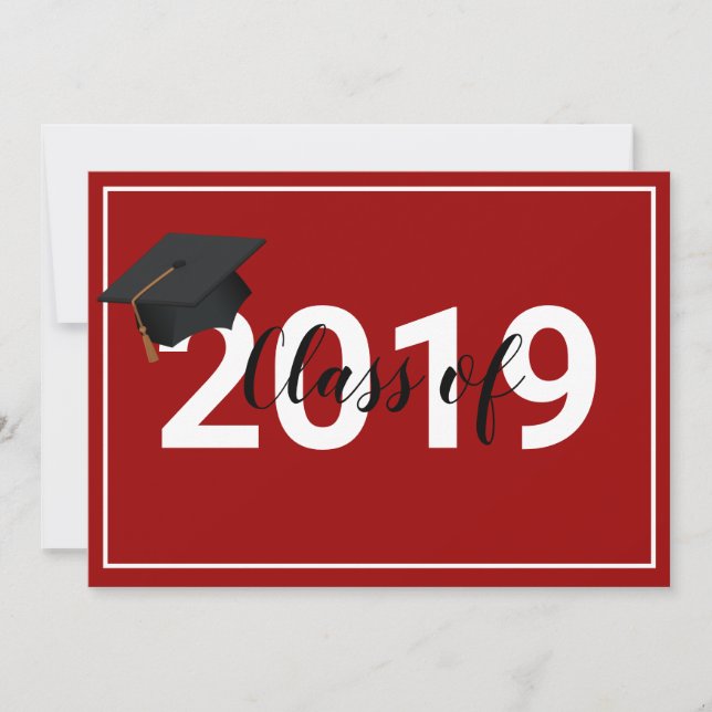 Red Graduation Class of 2019 Simplistic Chic Invitation (Front)