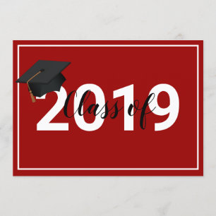 Red Graduation Class of 2019 Simplistic Chic Invitation