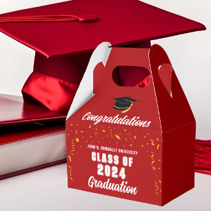 Red Graduation Class of 2024 Congratulations Party Favour Box