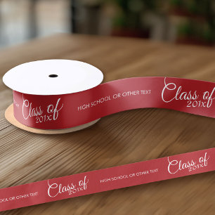 Red Graduation Class of Custom Year and Text Satin Ribbon