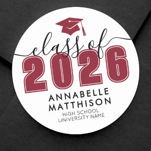 Red Graduation Classic Round Sticker