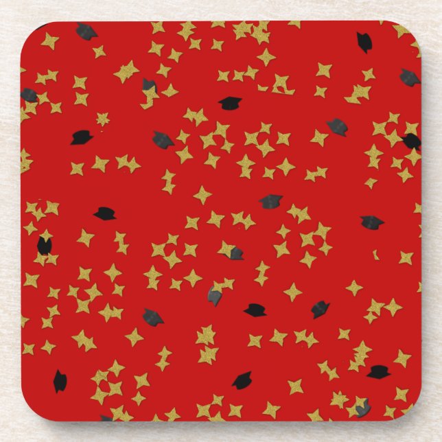 Red Graduation Confetti Coaster (Front)