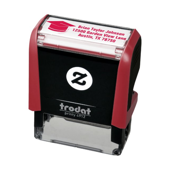 Red Graduation Custom Graduate Return Address Self-inking Stamp (Product)