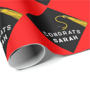 Red Graduation Gift Wrapping Paper