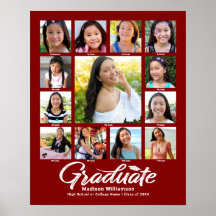 Red Graduation K–12 Photo Collage Script Modern