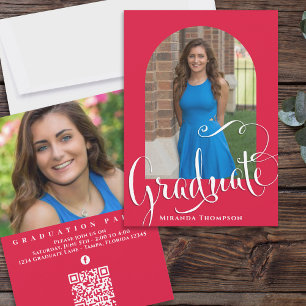 Red Graduation Party Custom Photo Elegant Invitation