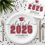 Red Graduation Party Paper Plate<br><div class="desc">Class of 2026 Bold Elegant Black and Red Graduation Paper Plate. Celebrate this milestone with a stylish and personalised graduation paper plate, perfect for serving food at a graduation party. Featuring "Class of 2026" (or any year) in bold typography, the year and graduation cap icon are highlighted in red or...</div>