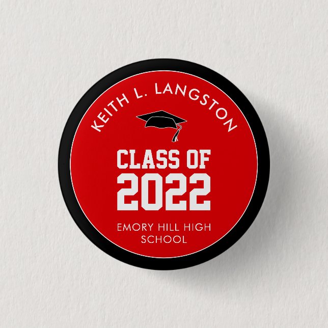 Red Graduation Personalised Button (Front)