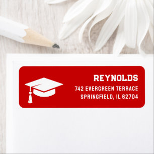 Red Graduation Return Address Label