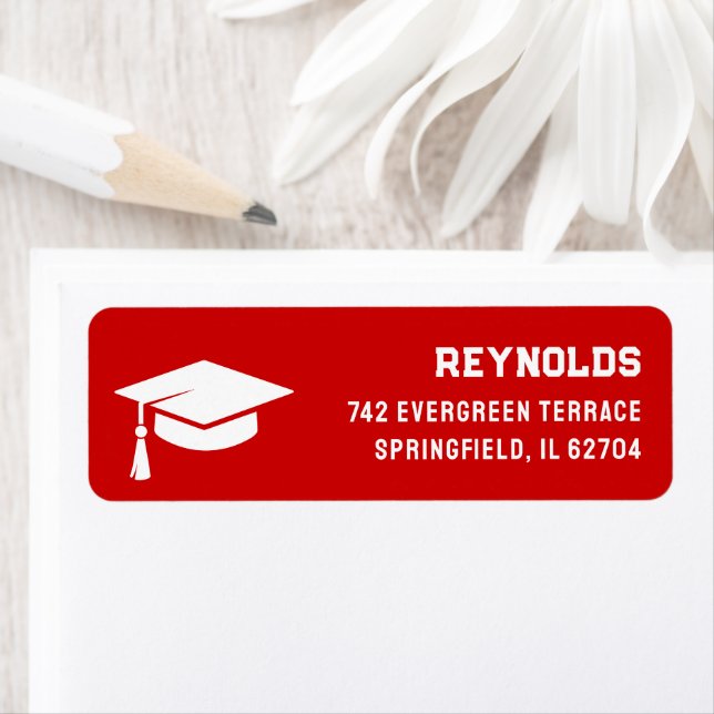 Red Graduation Return Address Label (Insitu)