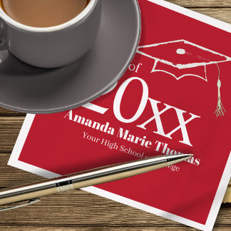 Red Graduation Script Name Class Year Design Napkin