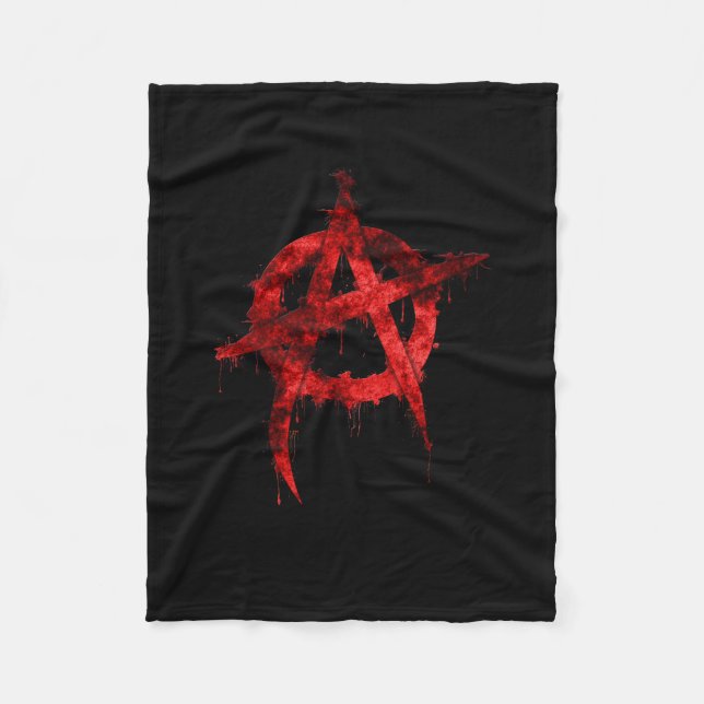Red Graffiti Anarchy Symbol Fleece Blanket (Front)