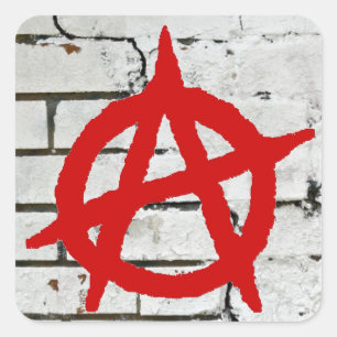 Red Graffiti Anarchy Symbol Square Sticker