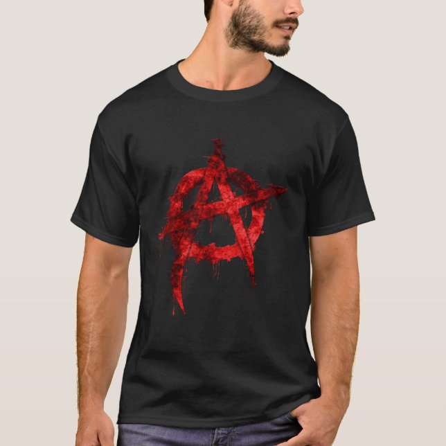 Red Graffiti Anarchy Symbol T-Shirt (Front)