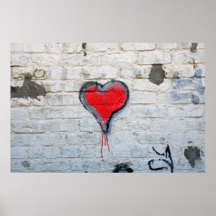 Red graffiti heart poster