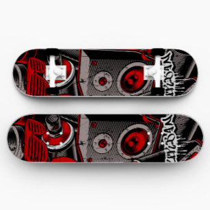 Red Graffiti Style Skateboard   Red Skateboard