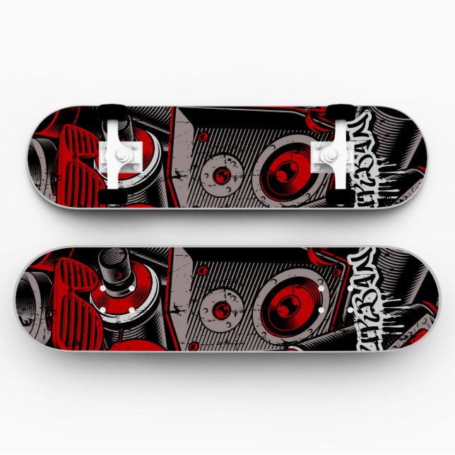 Red Graffiti Style Skateboard | Red Skateboard
