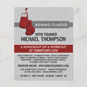 Red Grained Boxing Gloves, Boxing Class Advert Flyer