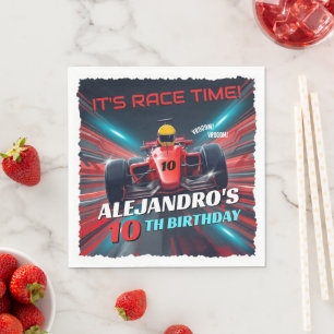 Red Grand Prix Racing Car Birthday Napkin