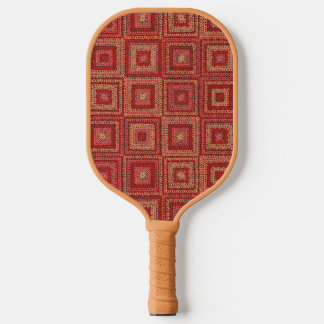 Red Granny Square Pattern Pickleball Paddle