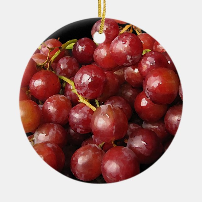 Red Grapes Ceramic Tree Decoration (Front)
