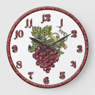 Red Grapes Large Clock