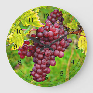 Red Grapes on the Vine Large Clock