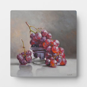 Red Grapes Still Life - from Original Oil Painting Plaque