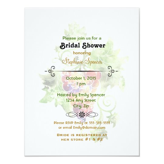 Red Grapes Watercolor Bridal Shower Invitation