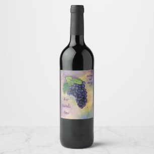 Red Grapes Wine Art Personalised Bottle Label
