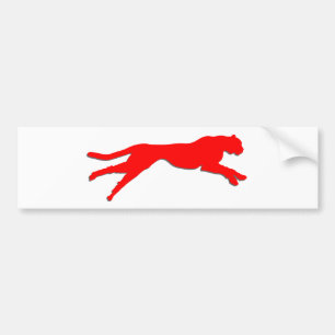 Red graphic art cheetah bumper sticker