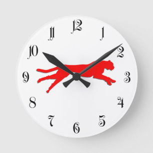 Red graphic art cheetah round clock