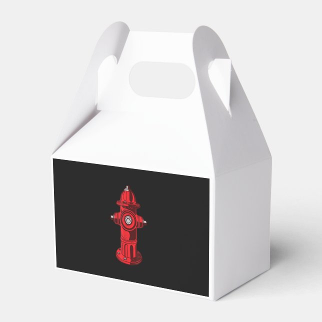 Red Graphic Fire Hydrant Firefighter Work Gifts Favour Box (Front Side)