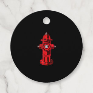Red Graphic Fire Hydrant Firefighter Work Gifts Favour Tags