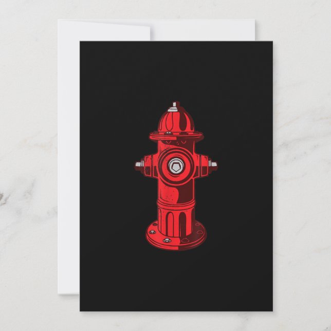 Red Graphic Fire Hydrant Firefighter Work Gifts Holiday Card (Front)