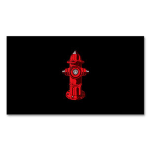 Red Graphic Fire Hydrant Firefighter Work Gifts Magnetic Business Card