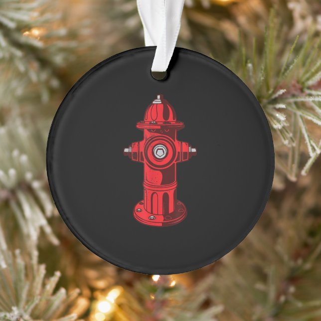 Red Graphic Fire Hydrant Firefighter Work Gifts Ornament (Tree)