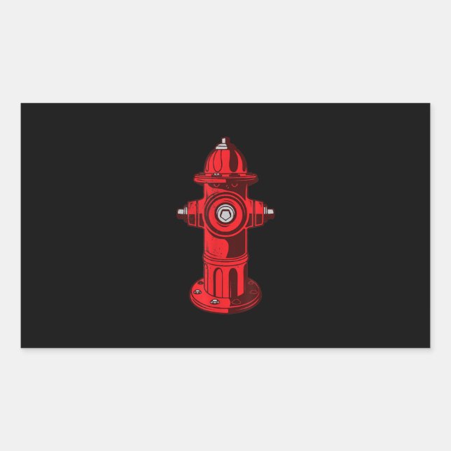 Red Graphic Fire Hydrant Firefighter Work Gifts Rectangular Sticker (Front)