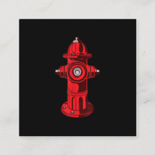 Red Graphic Fire Hydrant Firefighter Work Gifts Square Business Card