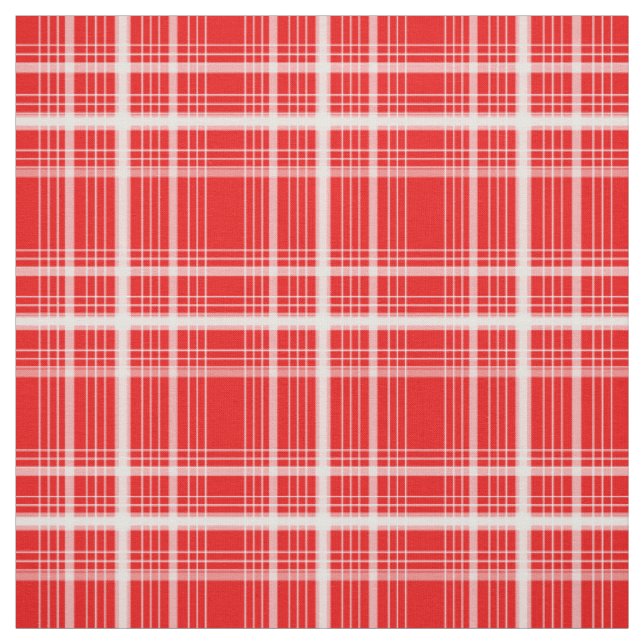 Red Graphic Windowpane Plaid Check Fabric (Swatch)