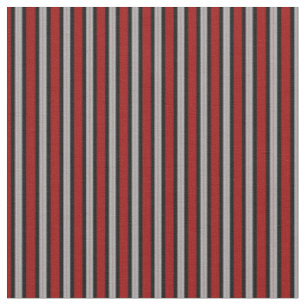Red gray and Black Stripes Fabric