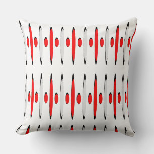 Red Gray Black Retrofuturism Designer Modernist Cushion